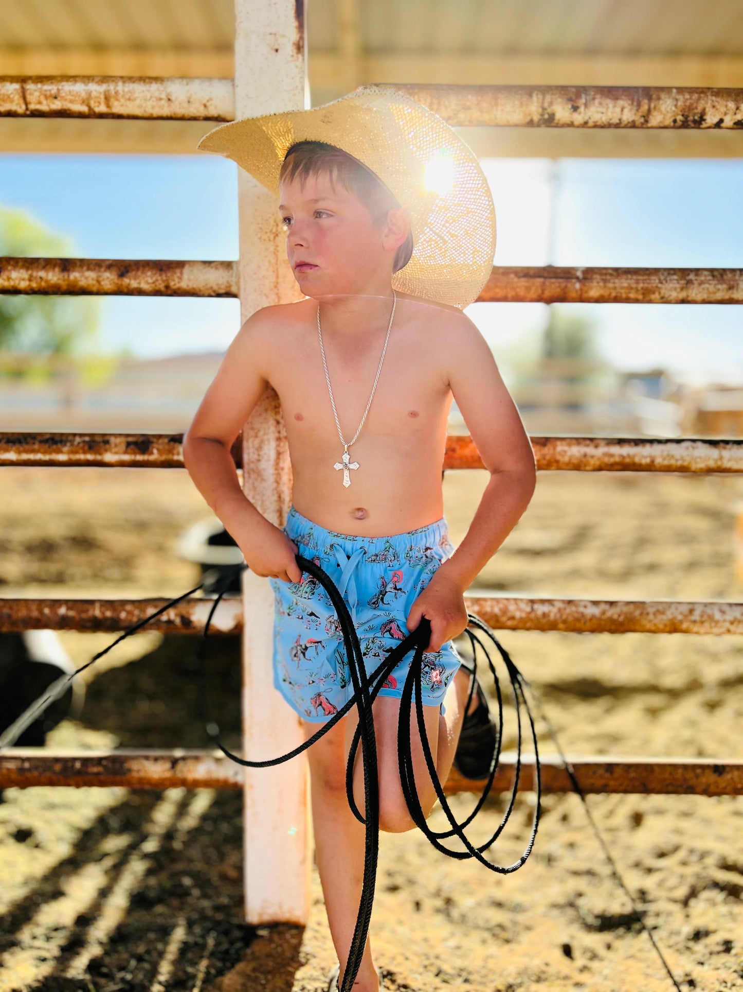 Cowboy Up Youth Swim Trunks
