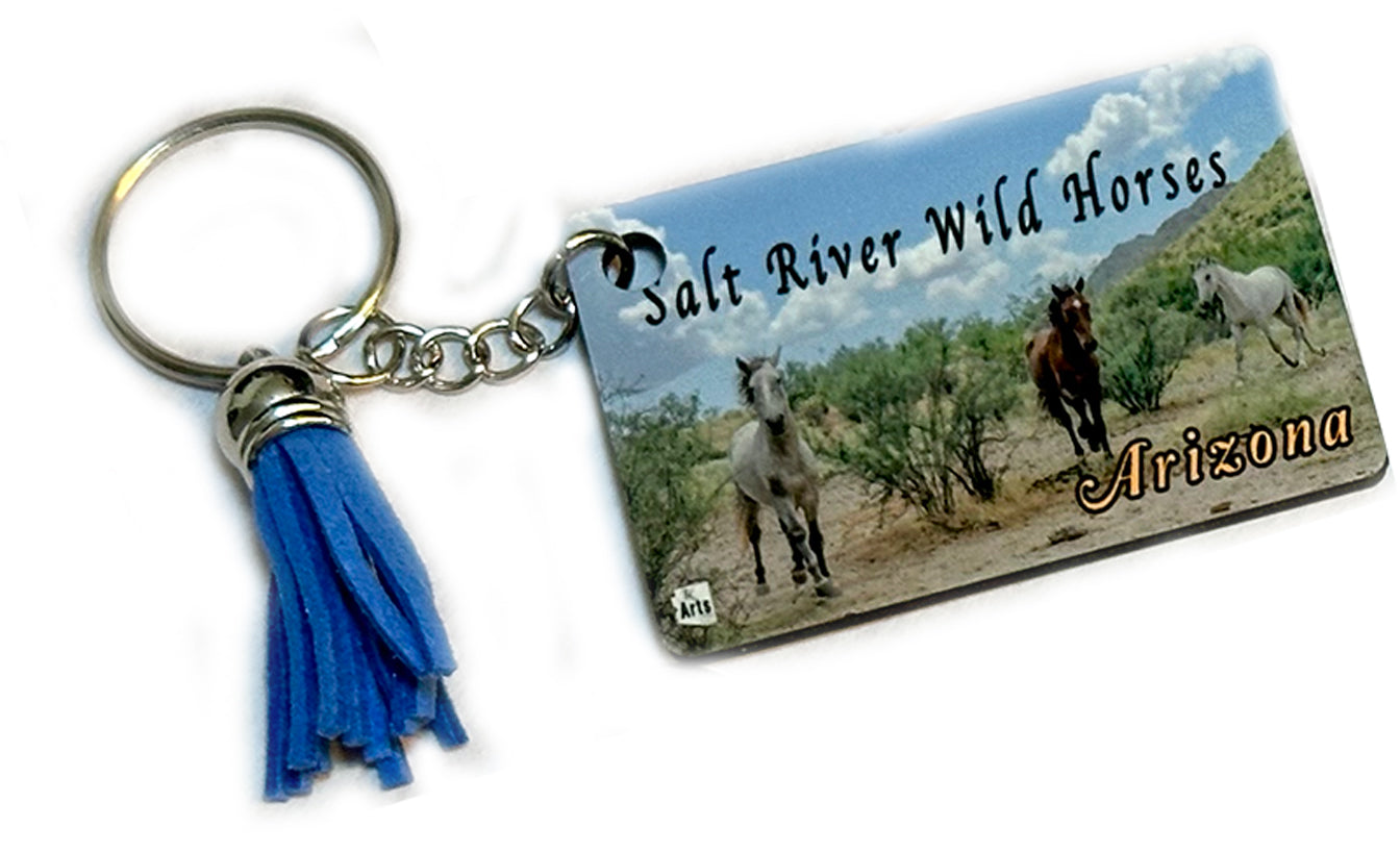 Salt River Wild Horses Running Keychain