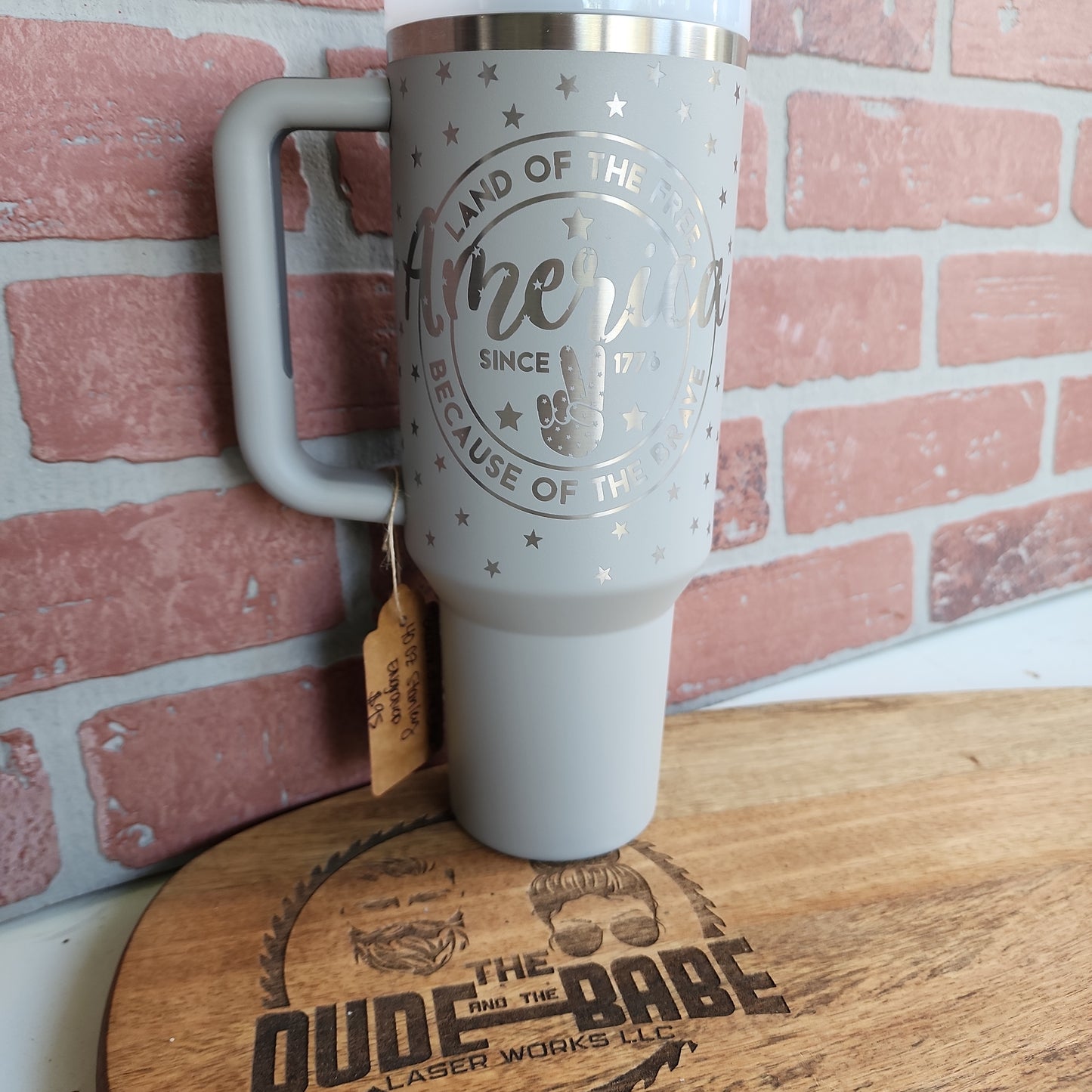 40 OZ Engraved Stanley (Because of the Brave)