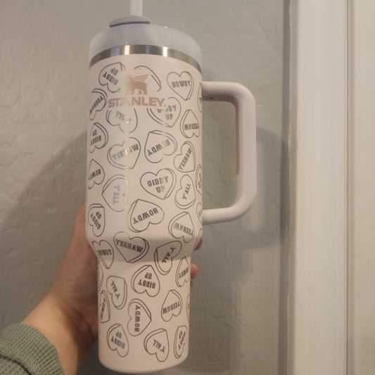 40 OZ Engraved Stanley Western Hearts