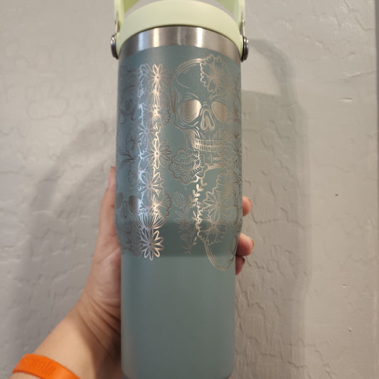 30 oz Engraved Ice Flow Skull