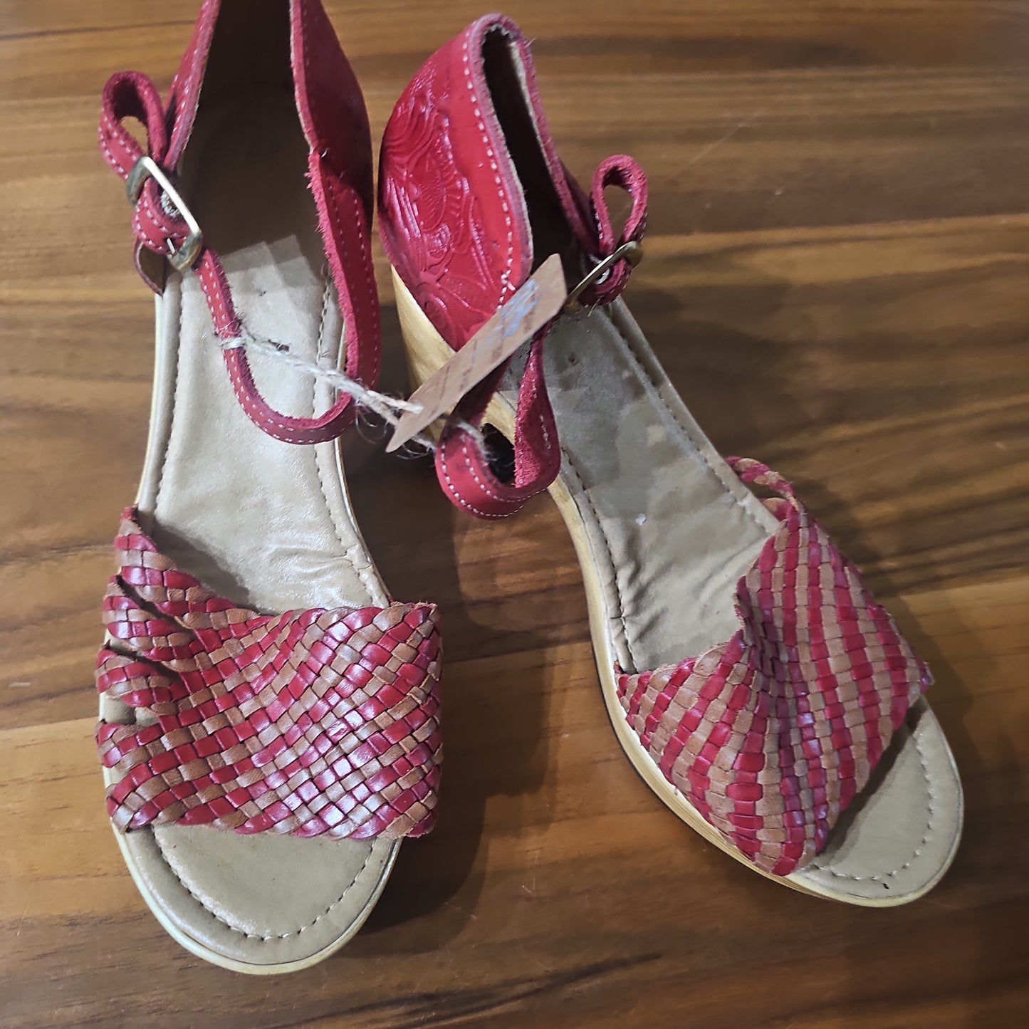 Red Leather Huarache Heels @amorfashionshop