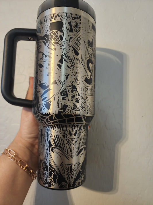 40 Oz Engraved Spidey