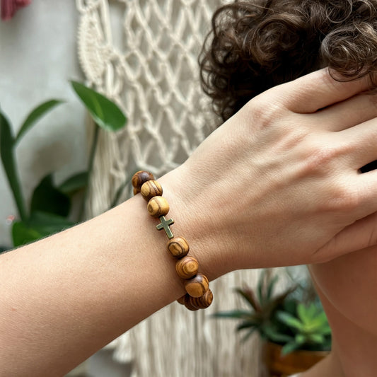 Authentic Jerusalem Olive Wood Bracelet 10mm