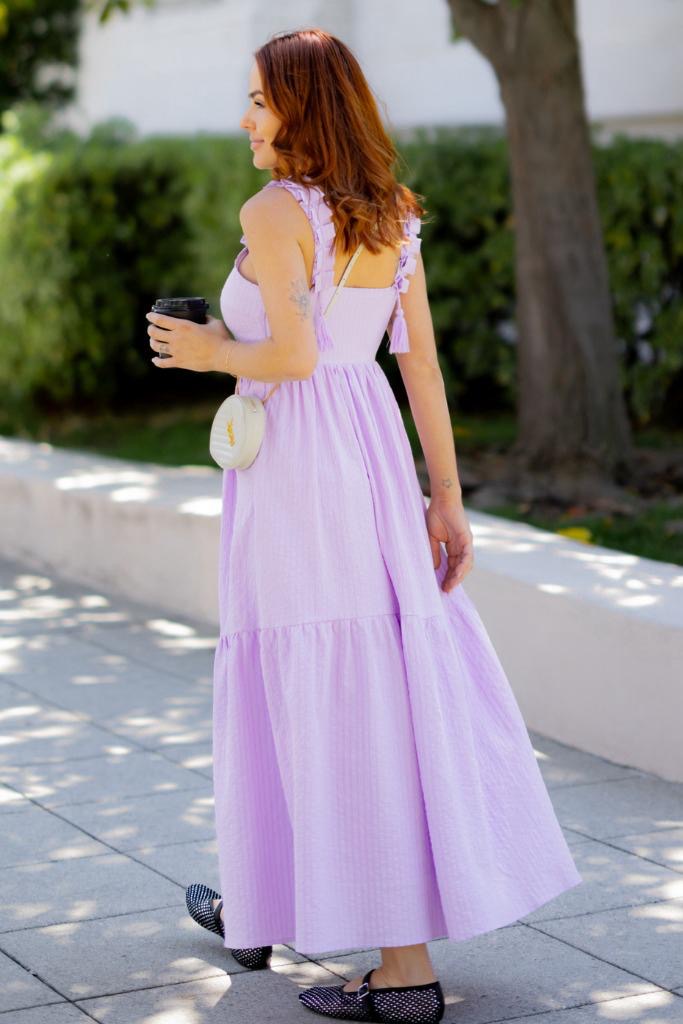Lilac Ruffle Strap Maxi Dress - Made in Chic