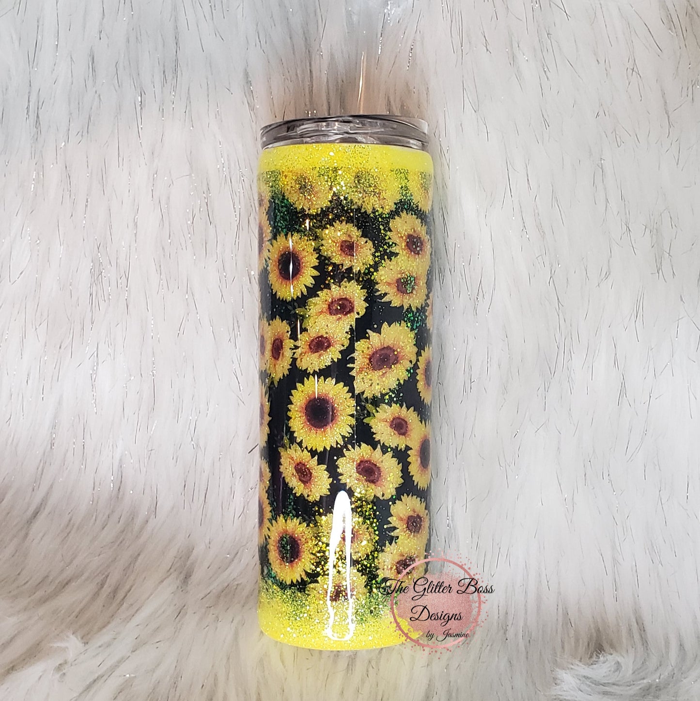 Sunflower #momlife - 20 oz Skinny - Glitter Boss