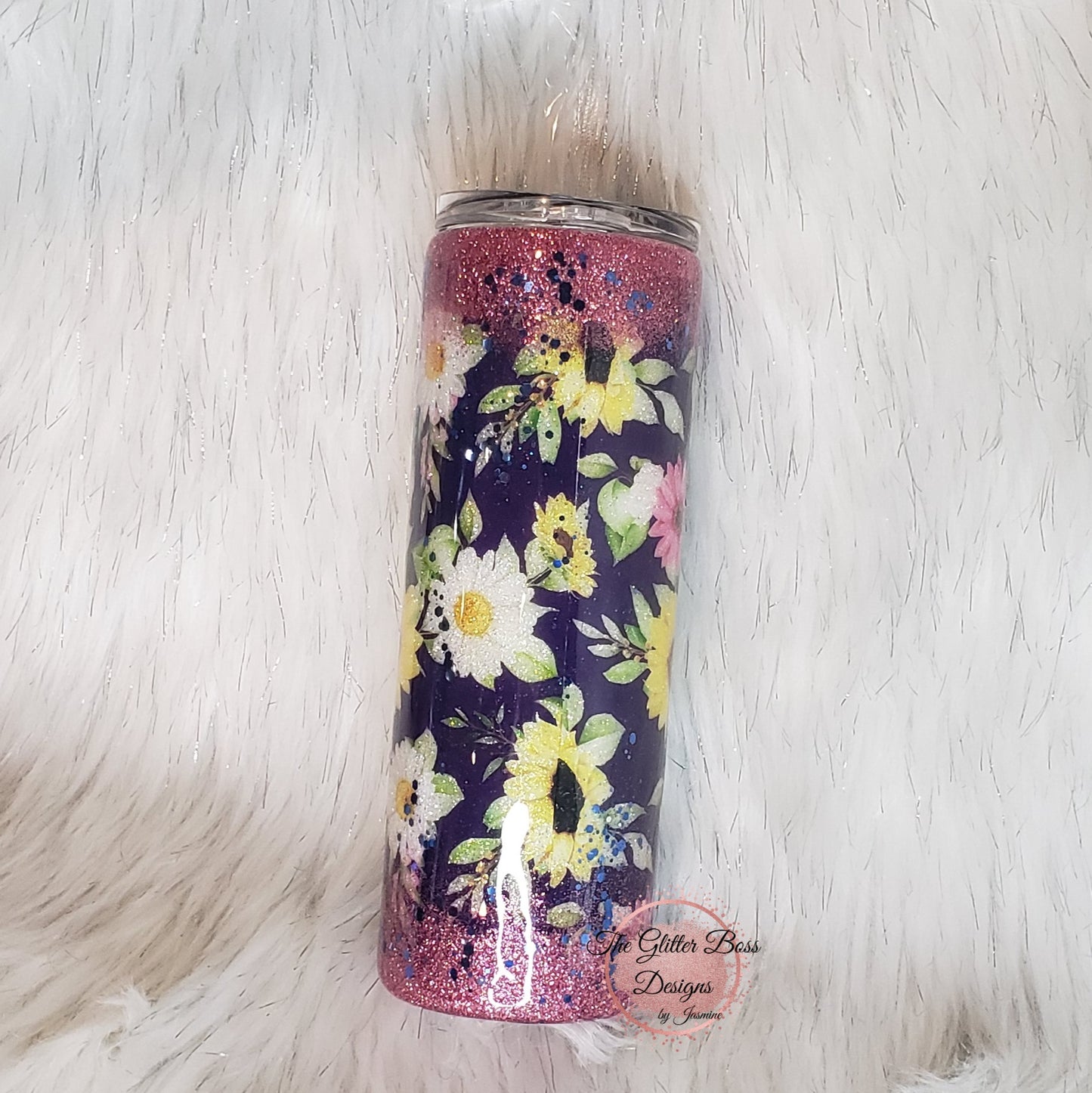 Floral Mom - 20 oz Skinny - Glitter Boss