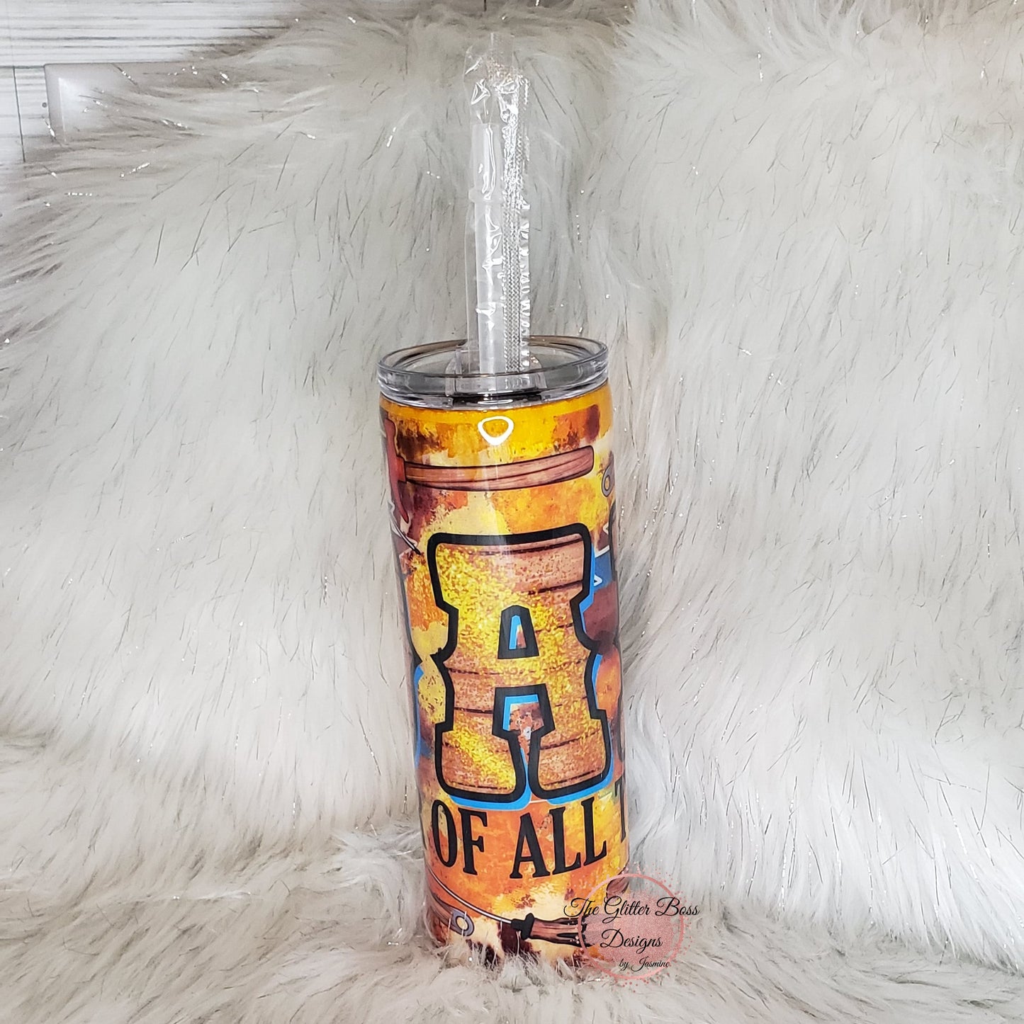 Dad, Fixer of All Things  - 20 oz Skinny - Glitter Boss