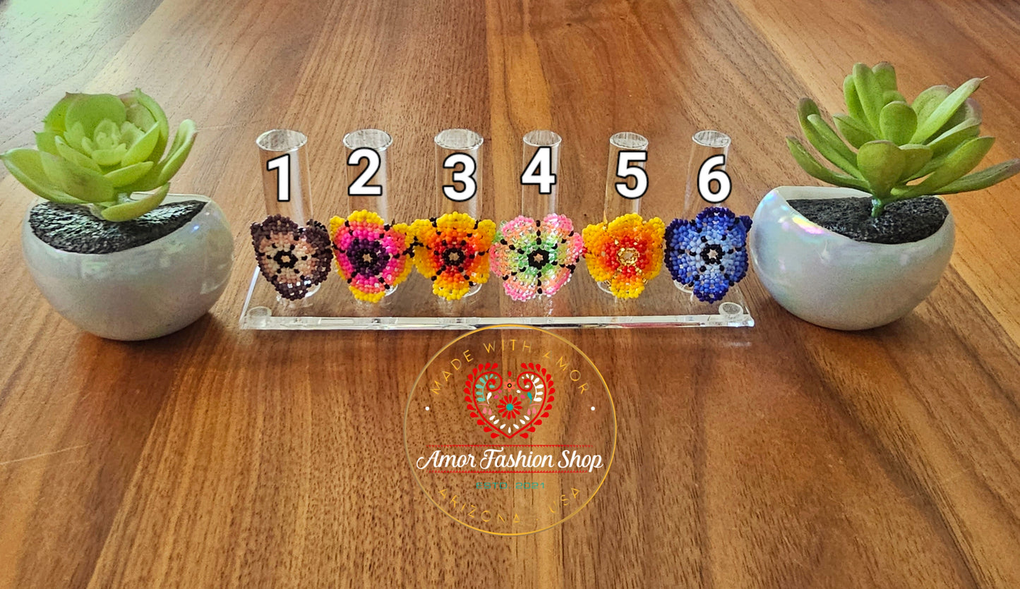 Lovely Flat Beaded Native Indegenous Flower Ring Artisan Made. @amorfashionshop