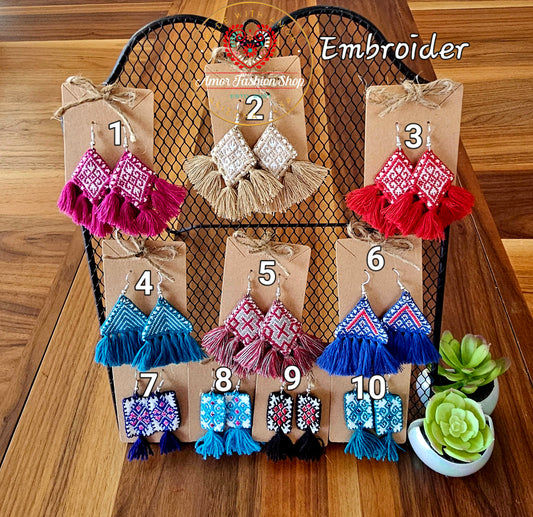 Embroidered Tassel Earrings @amorfashionshop