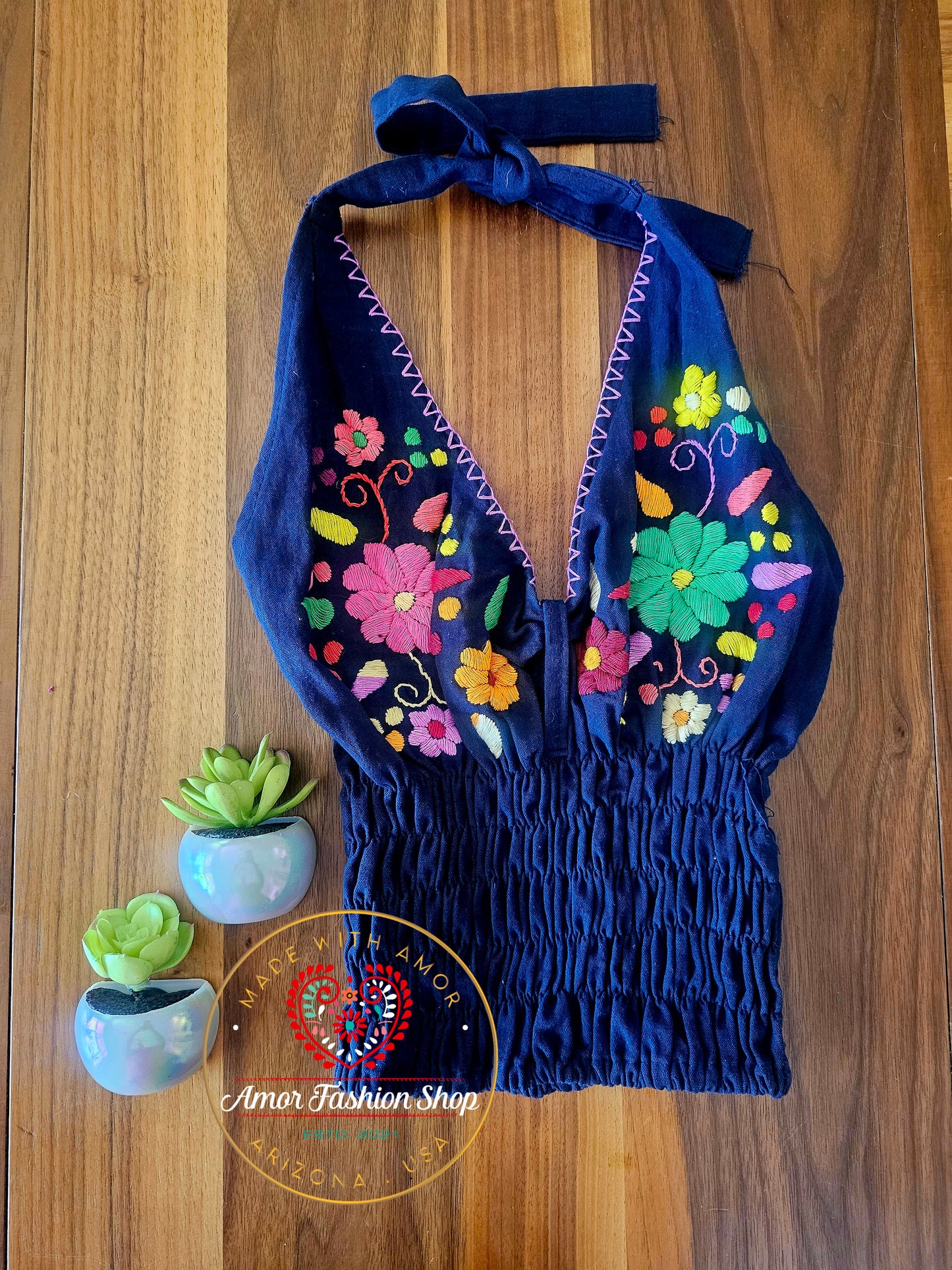Halter Embroider Crop Top @amorfashionshop