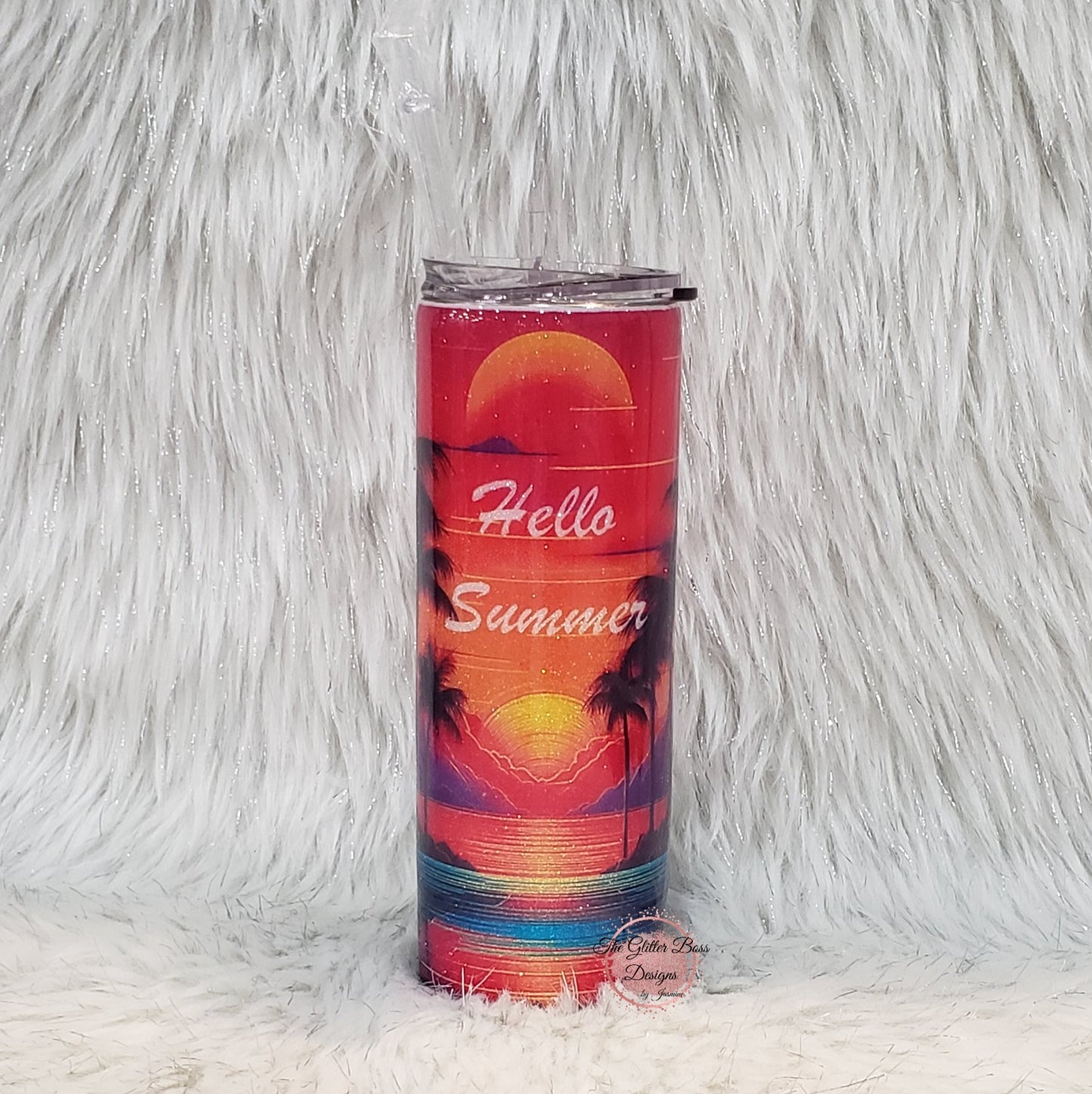 Summer Beach Sunset - 20 oz Skinny - Glitter Boss