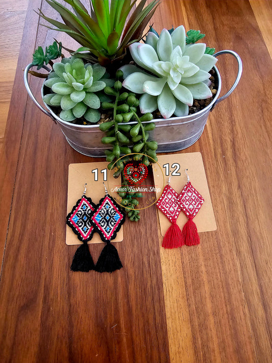 Embroidered Tassel Earrings @amorfashionshop