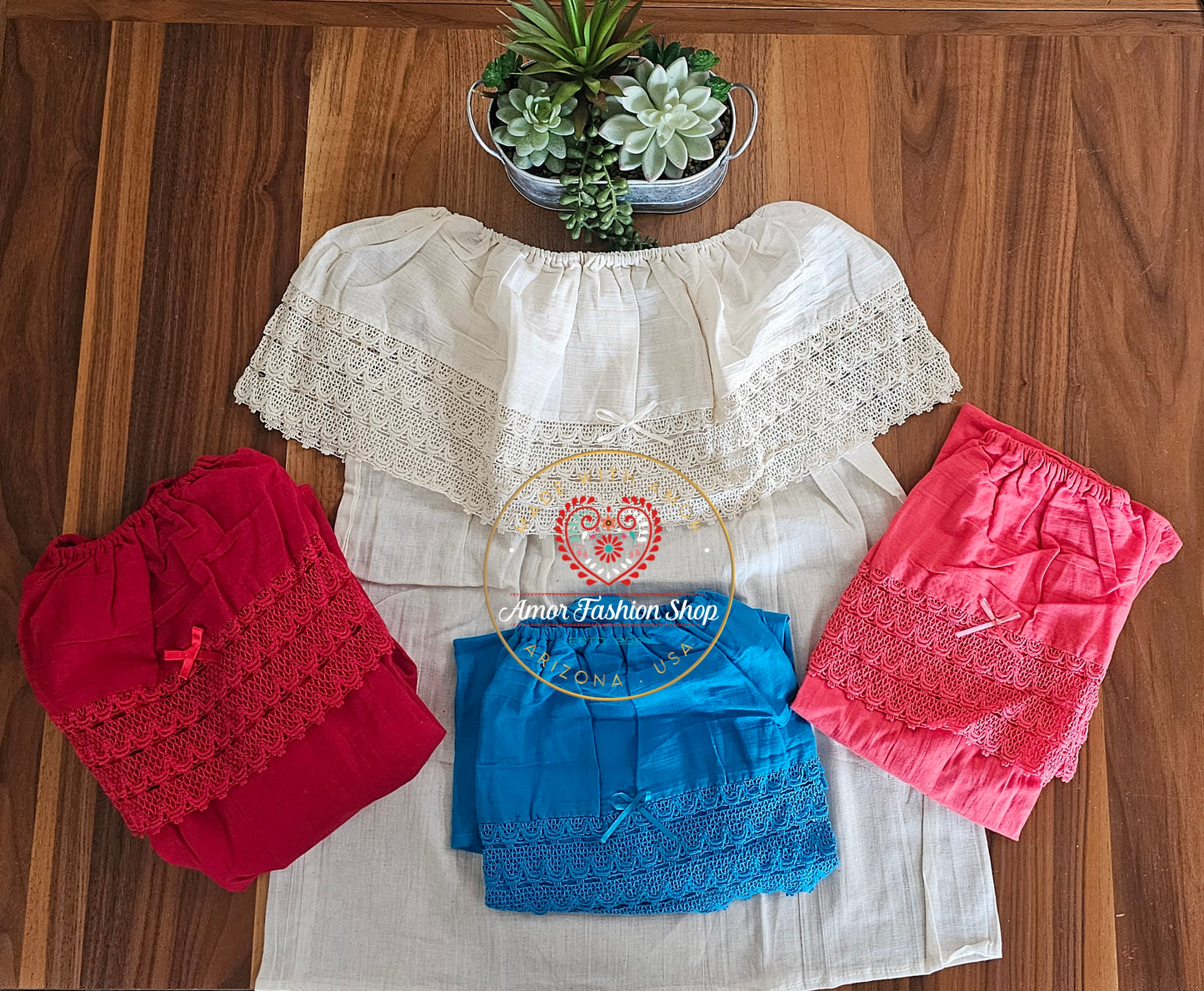 Off The Shoulders Peasant Top Lace Trim Solid Colors @amorfashionshop