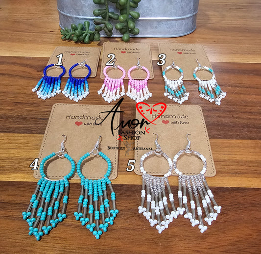 Dangling Hoop Beaded Earrings @amorfashionshop