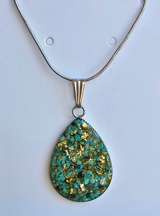 ACR-Teardrop-Turq/Gld-Necklace