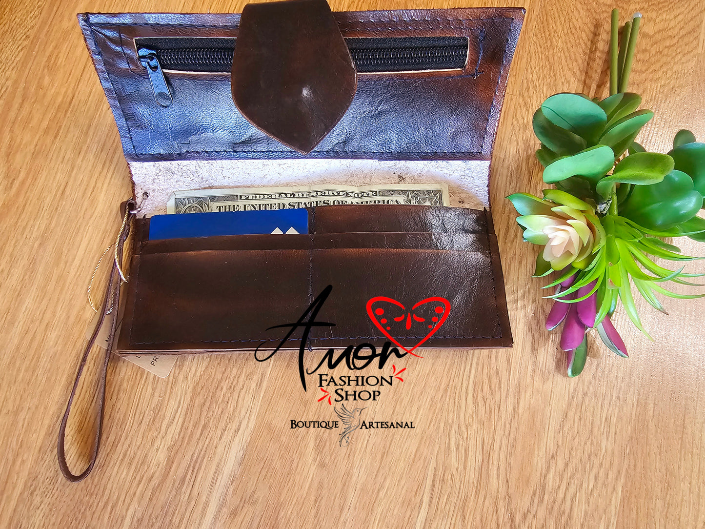 Wallet- Leather Hand Painted @amorfashionshop