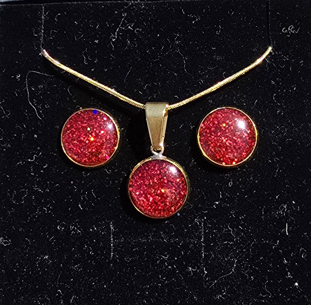 Jewelry Set-Rnd-Red