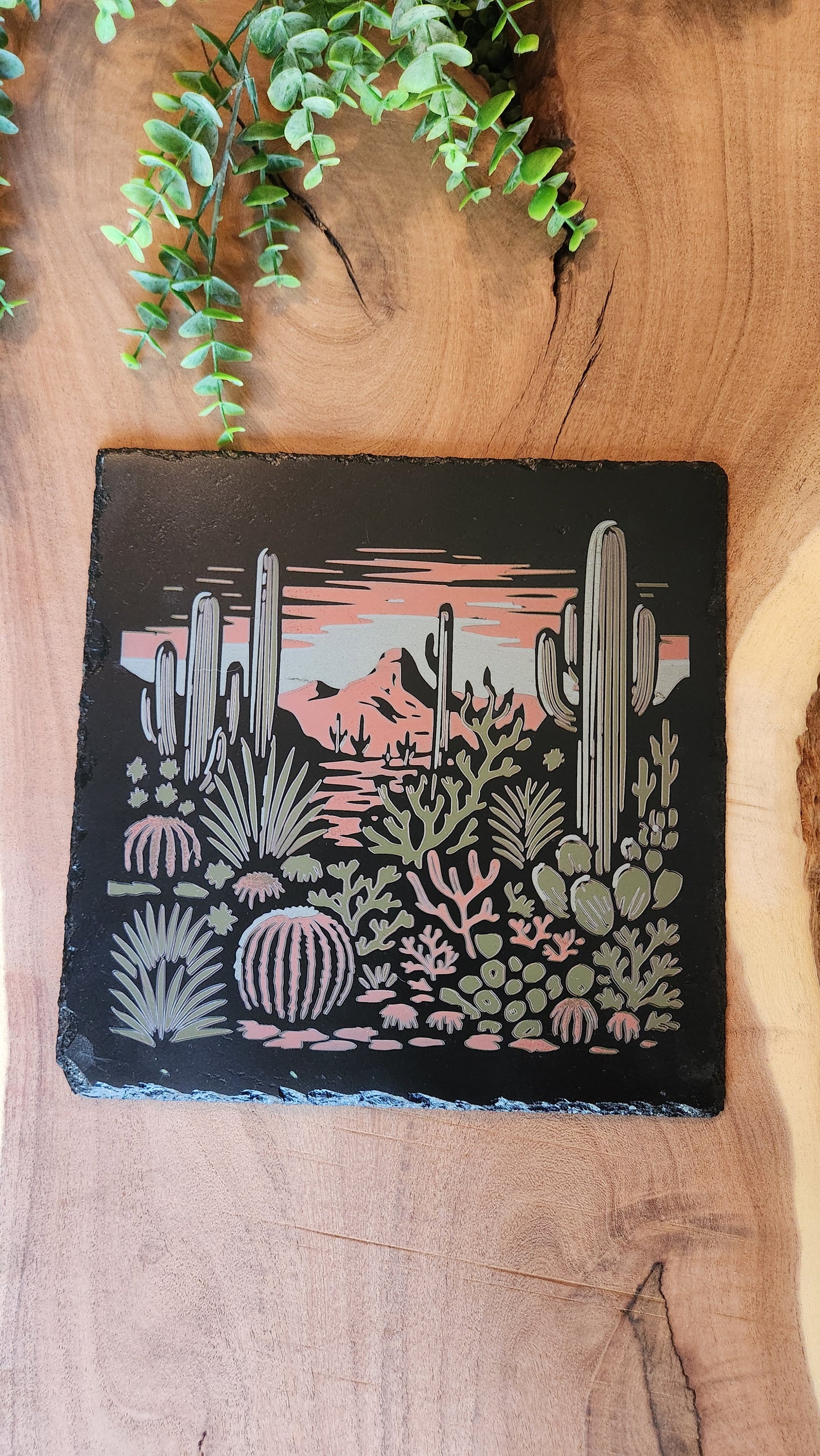 Engraved Slate Tile with Painted Accents - The Laser Canvas