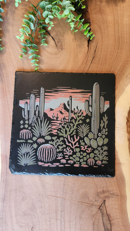 Engraved Slate Tile with Painted Accents - The Laser Canvas