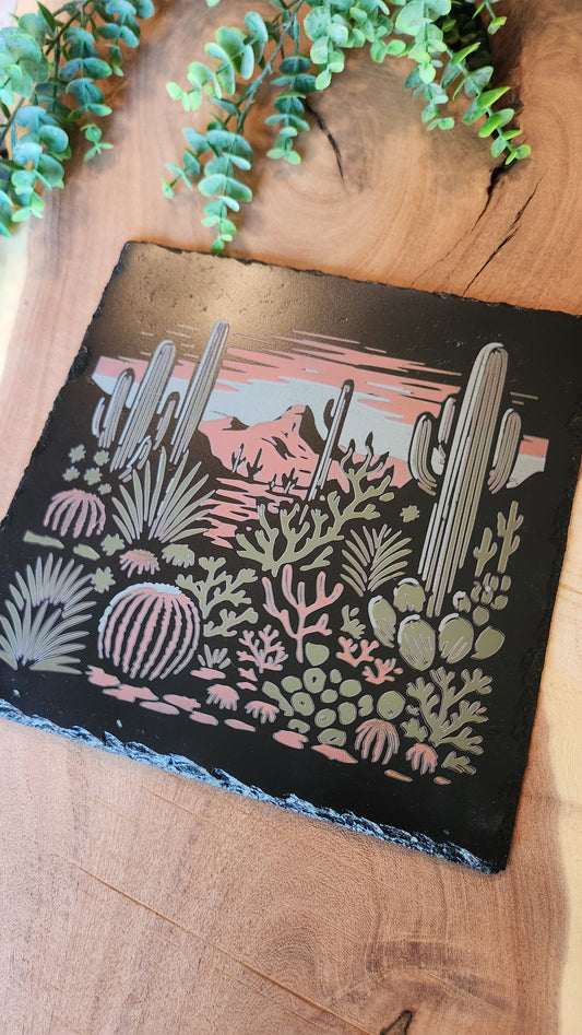 Engraved Slate Tile with Painted Accents - The Laser Canvas