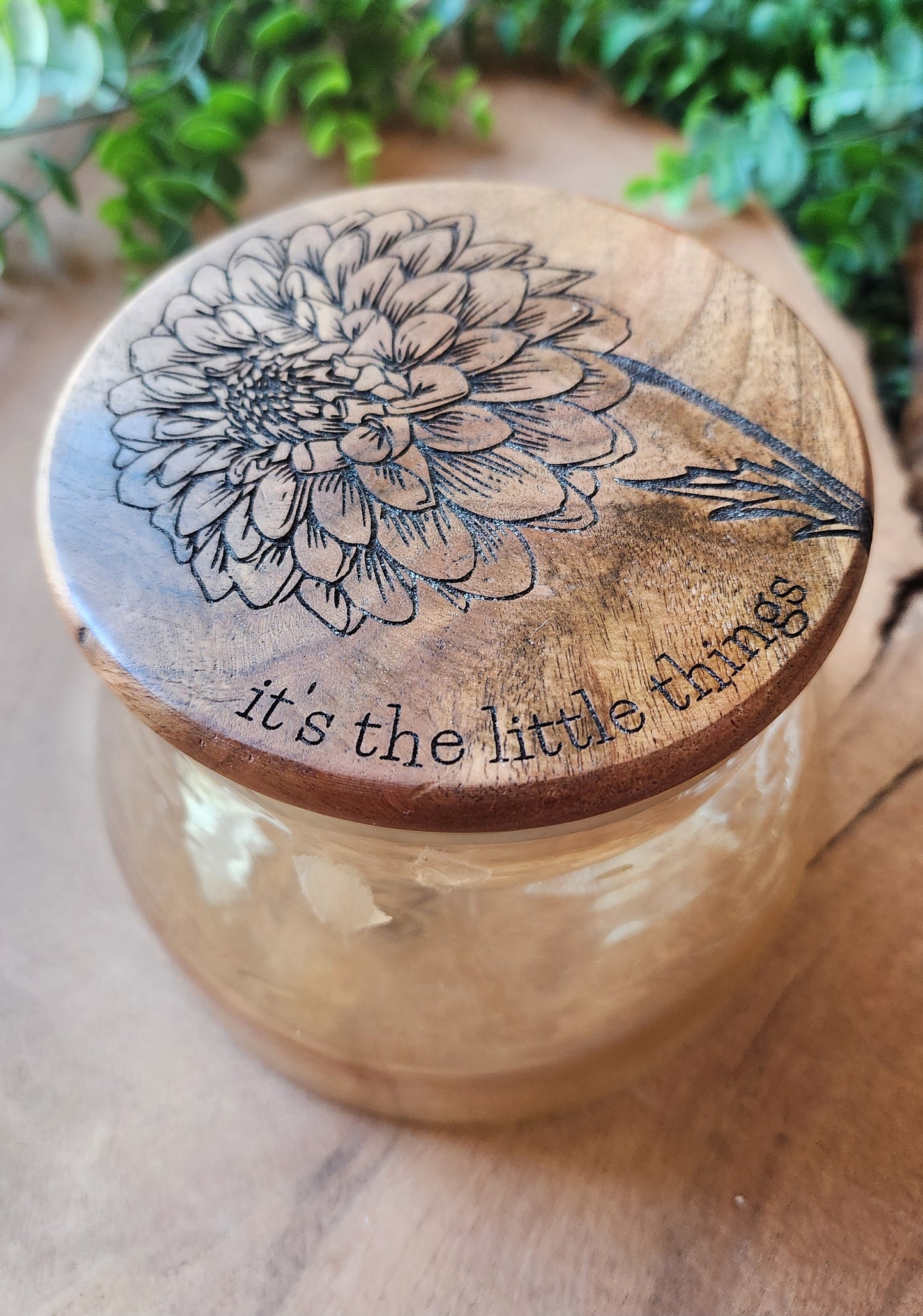 Glass Jar with Engraved Wooden Lid – The Laser Canvas