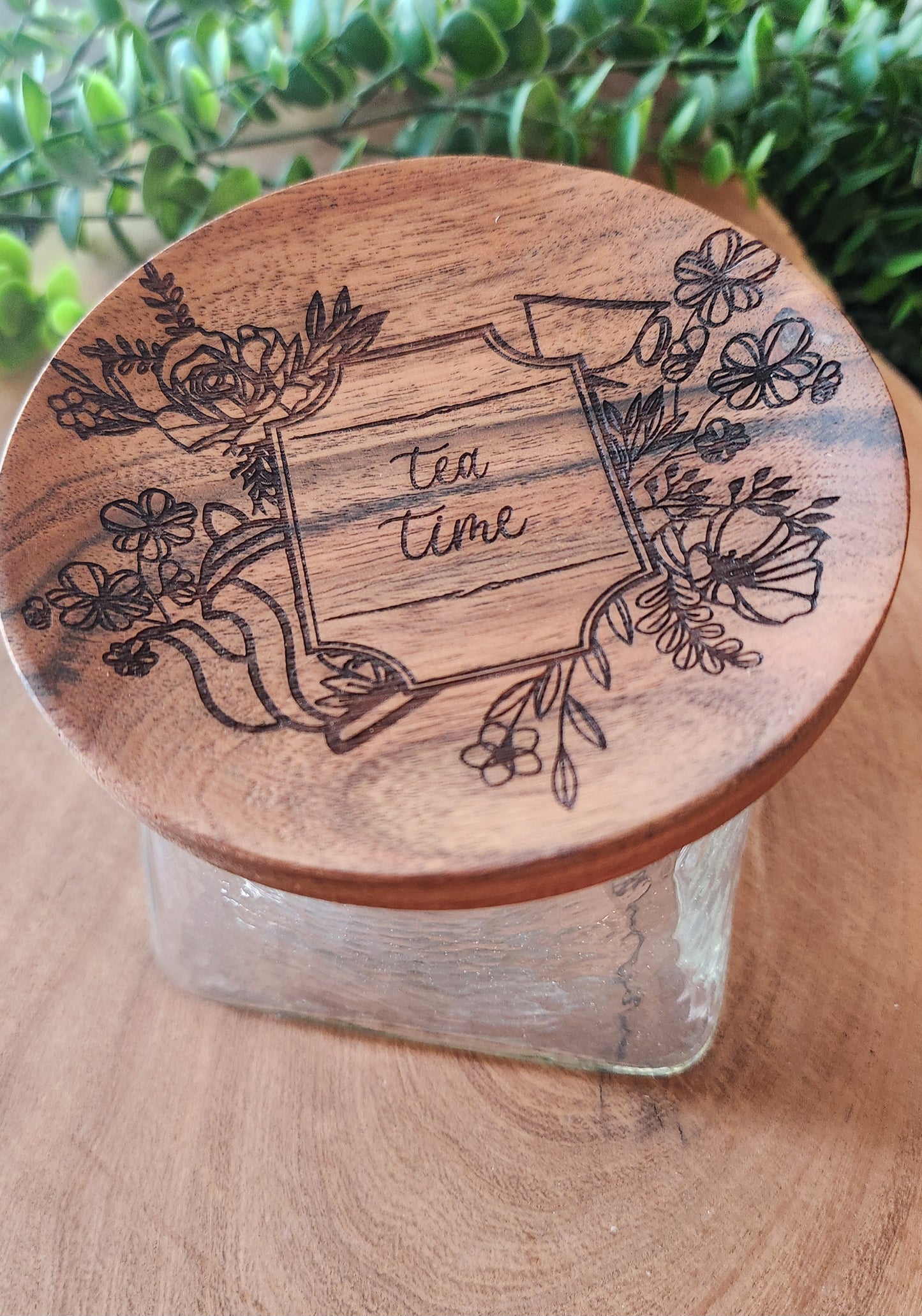 Glass Jar with Engraved Wooden Lid – The Laser Canvas