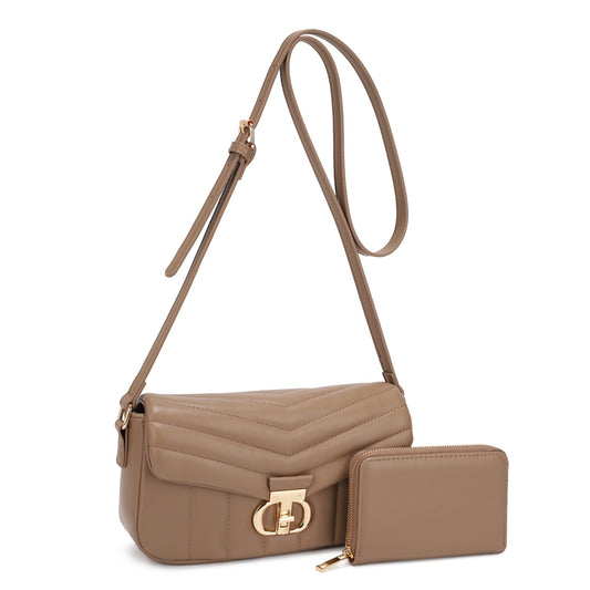 Taupe Flap Shoulder Bag - Made in Chic