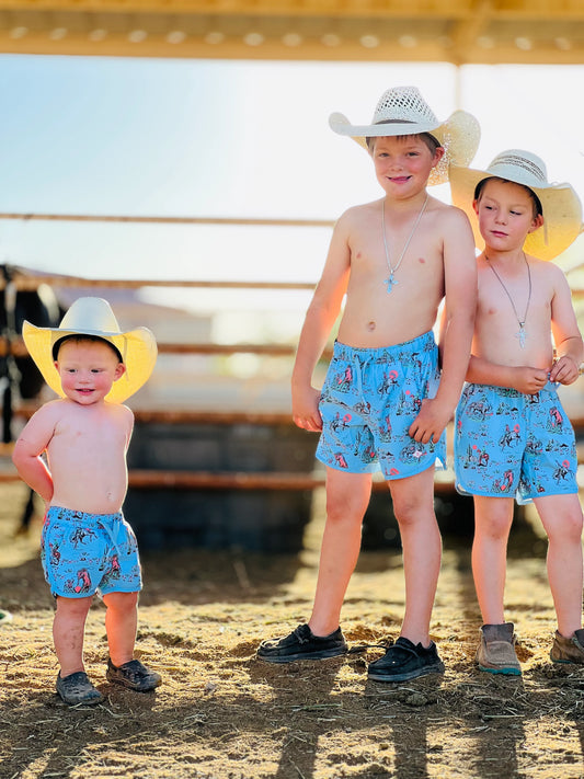 Cowboy Up Youth Swim Trunks