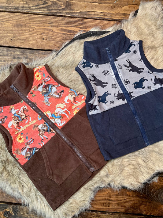 Bucking Horse Fleece Vest