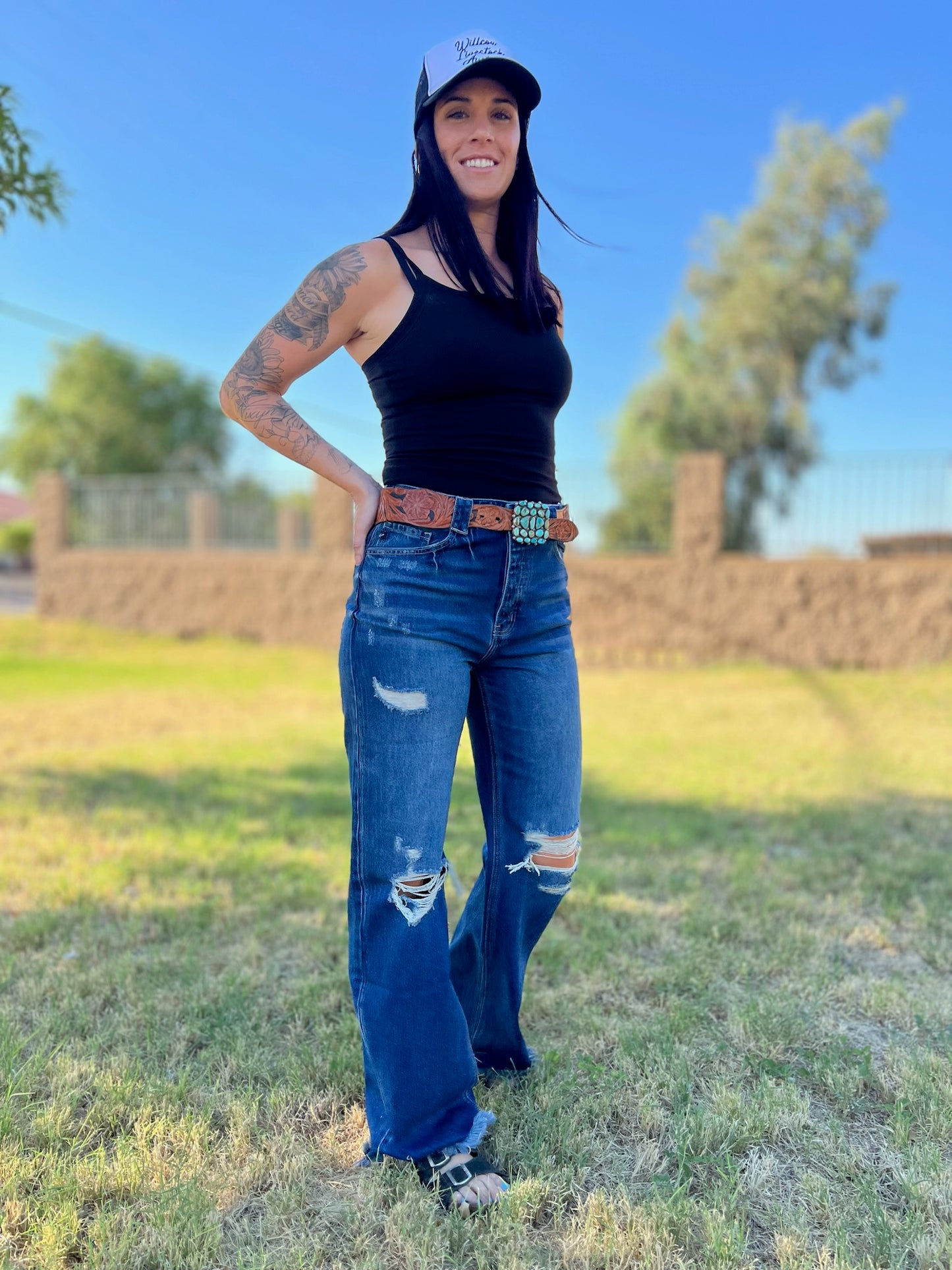 Ultra High Rise- Frey Hem Flare Jean