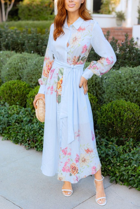 Garden Romance Dress/Light Blue - Made in Chic