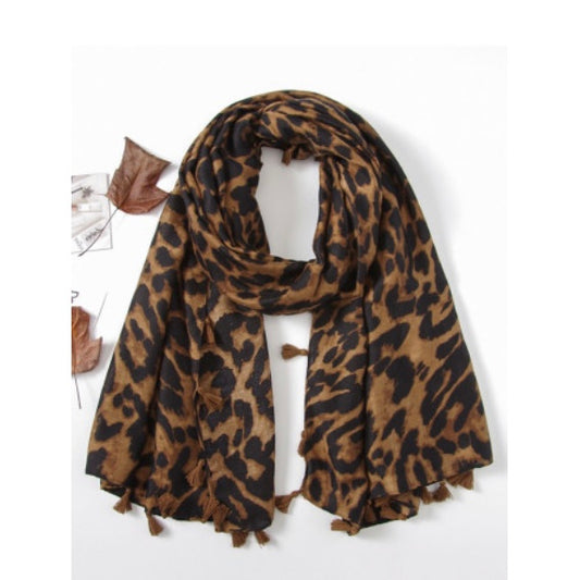 Leopard Tassel Scarf | JB Boutique |
