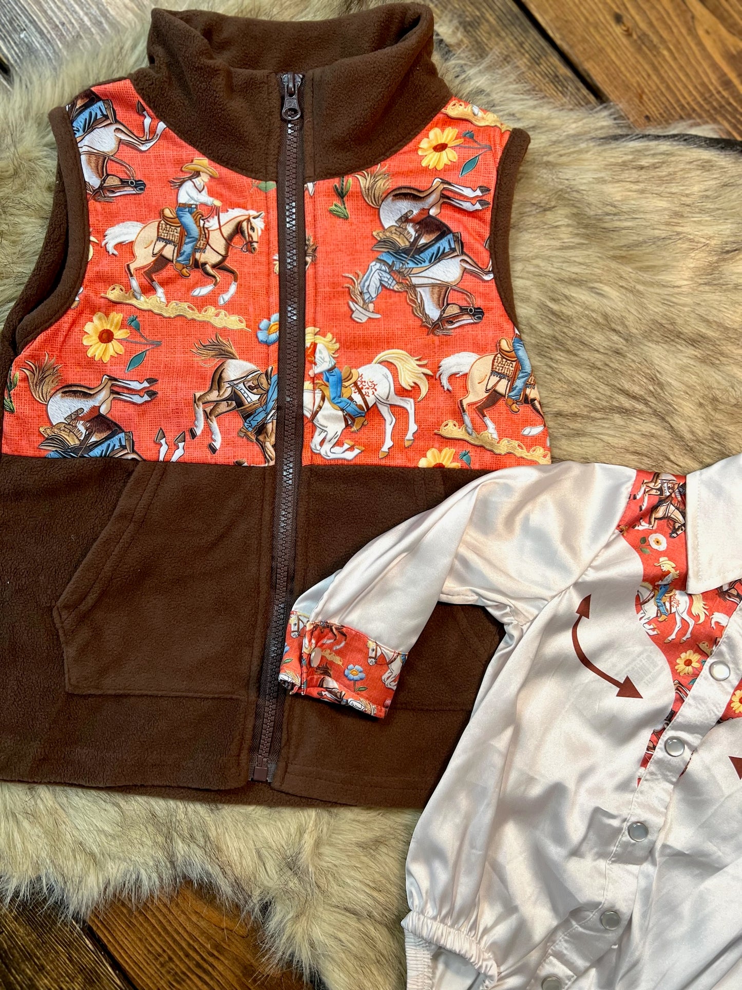 Bucking Horse Fleece Vest