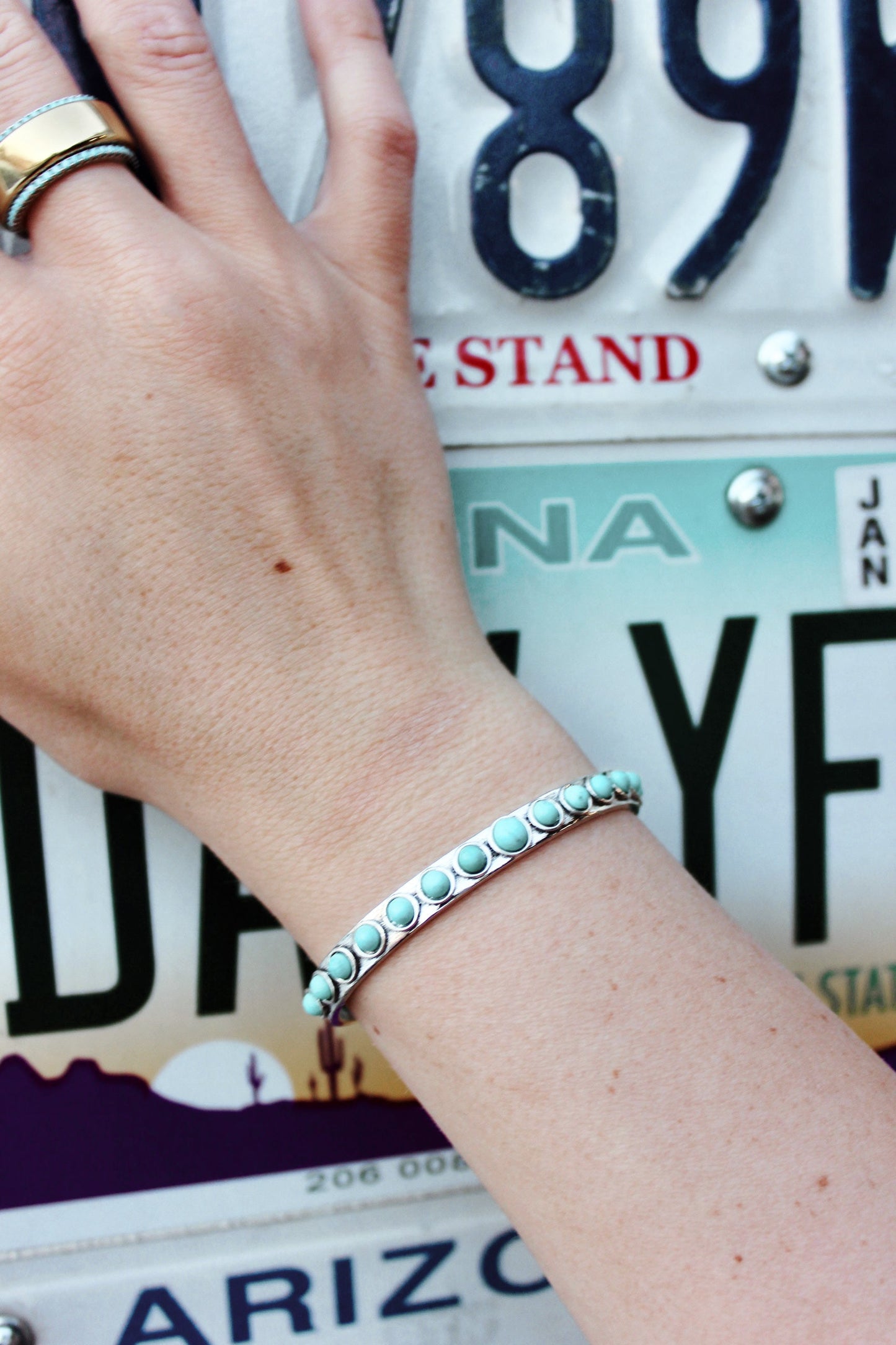 Turquoise Stone Stacker Cuff