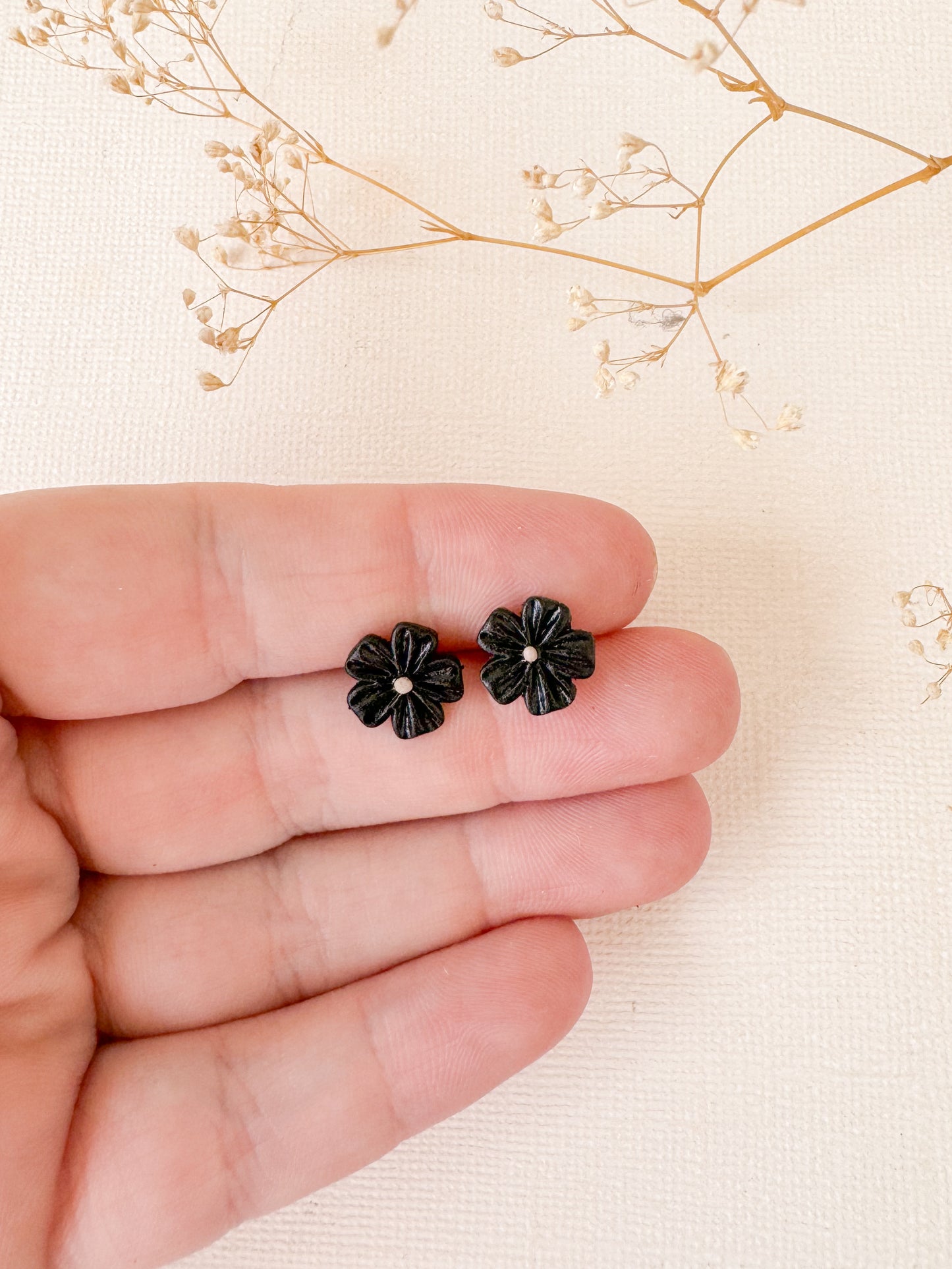 Black Flower Studs- DesertReign