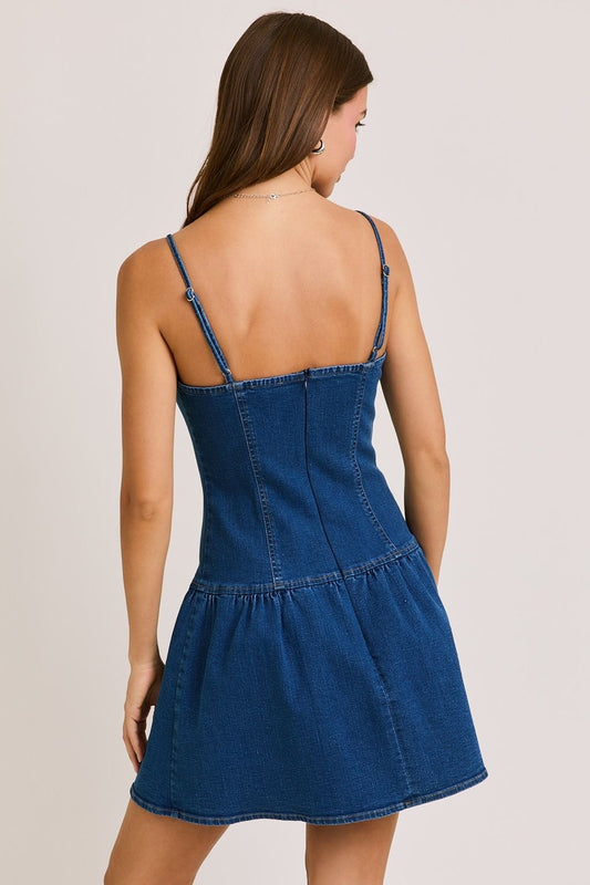 Isla Denim Fit & Flare Mini Dress – Made in Chic