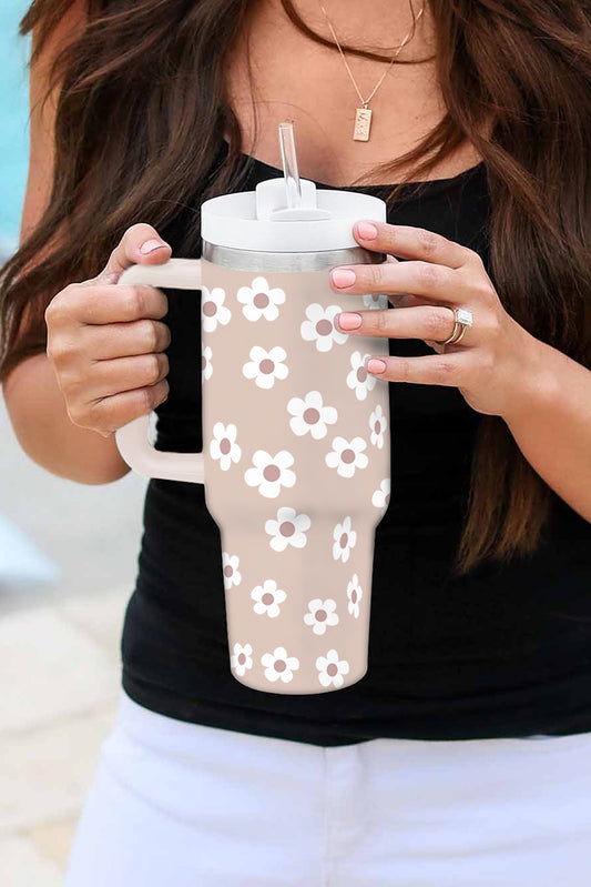 Floral Stainless Tumbler With Lid And Straw | JB Boutique |