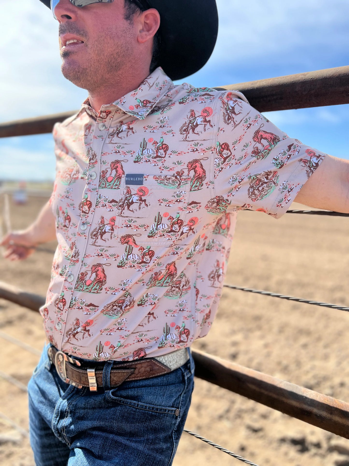 Cowboy Up Men’s performance Button up