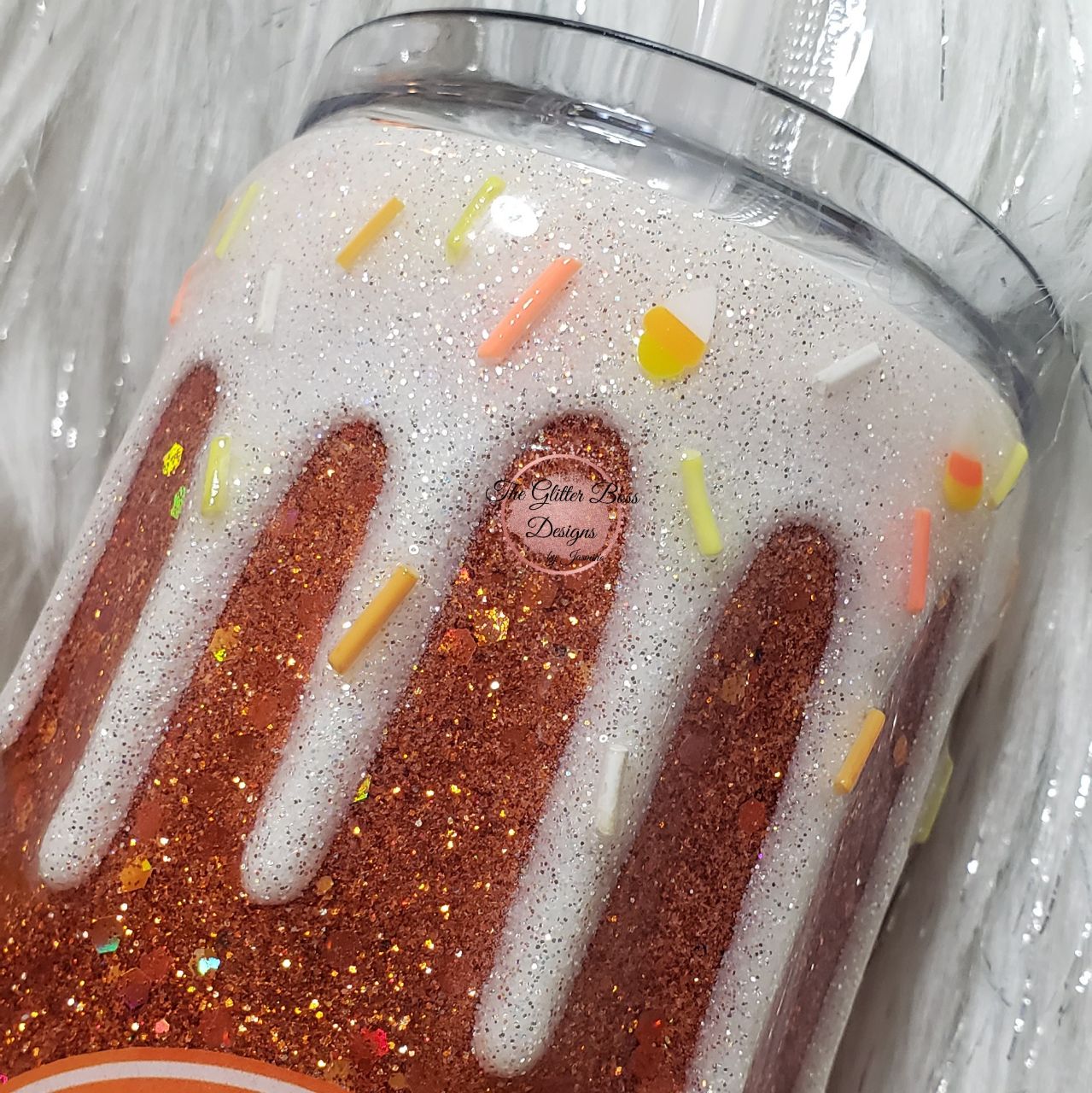 Pumpkin Spice Drip Cup - 20 oz Skinny - Glitter Boss
