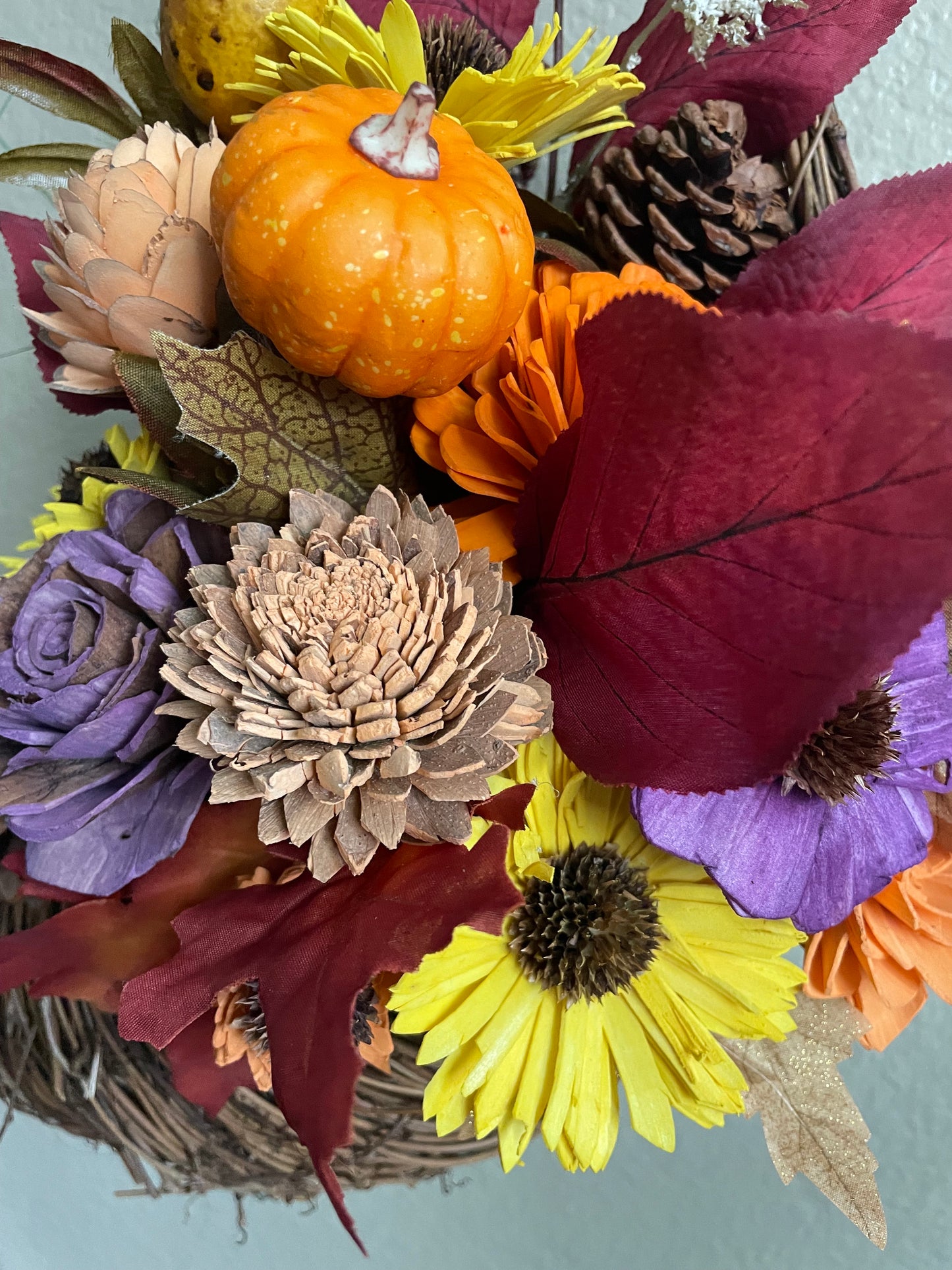 Fall Cornucopia Wreath - LUNA WOOD FLOWERS