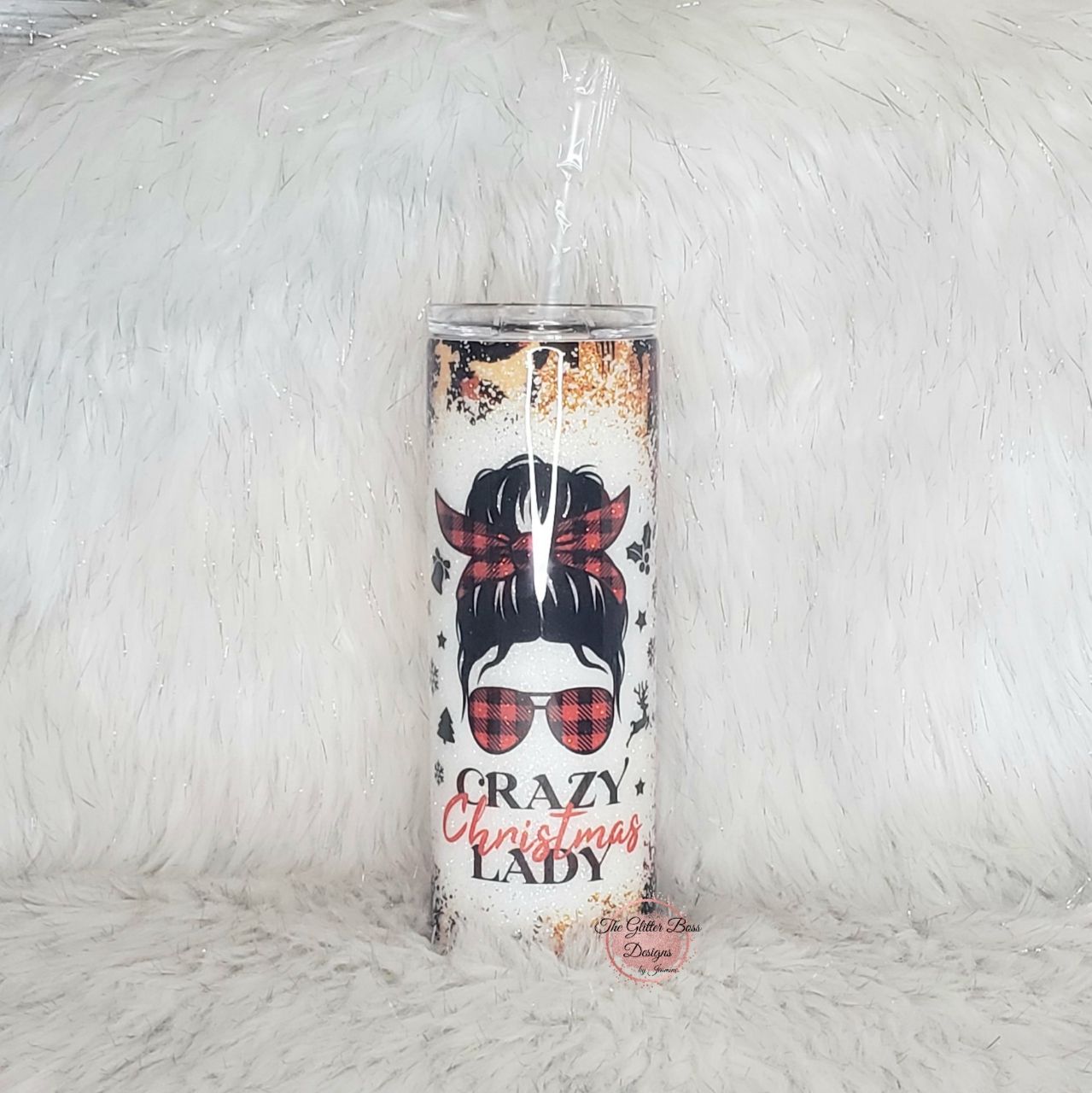 Red Plaid Crazy Christmas Lady - 20 oz - GB Designs