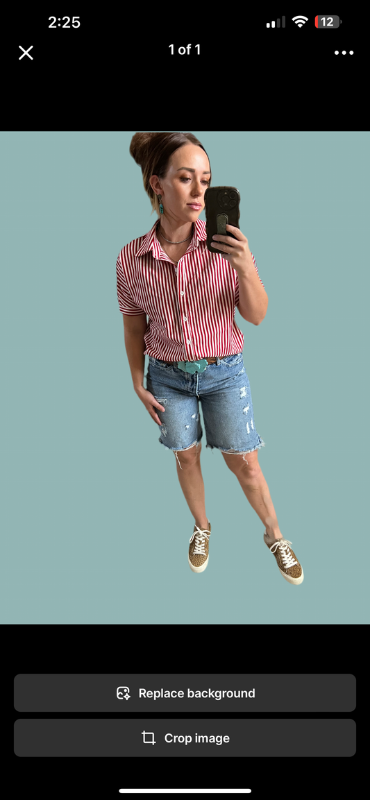 “Waitin’ on Lane” Blouse- Short Sleeve Button up-Tiny Cowboy Trading Co.