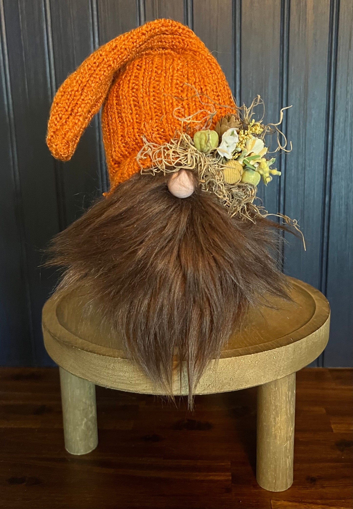 Gnoming Around: Gnome with burnt-orange hat & fall foliage