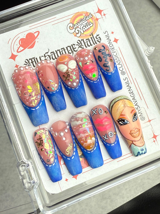 Denim Bratz Chloe- RTS 10:MEDIUM -Long Coffin- Savage Classicfied