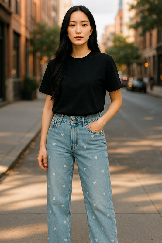 LB Heart On Your Sleeve Wide Leg Jeans - Made in Chic