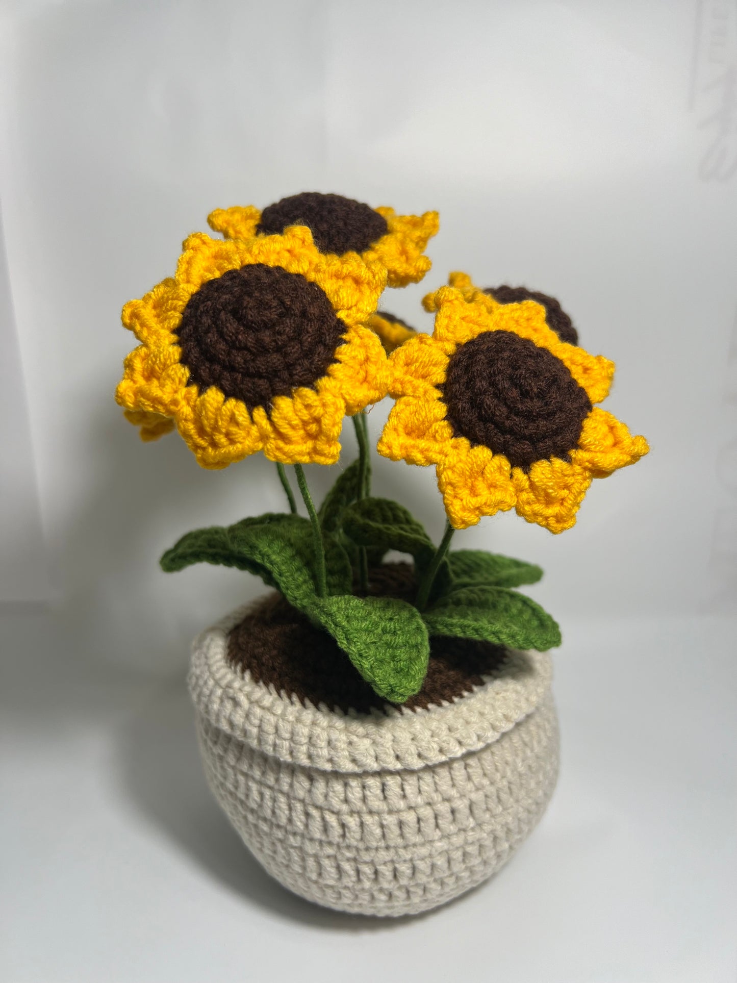 Crochet sunflower Pot