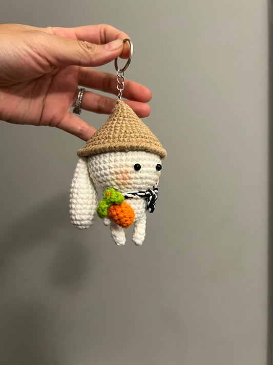 Crochet bunny carrot keychain