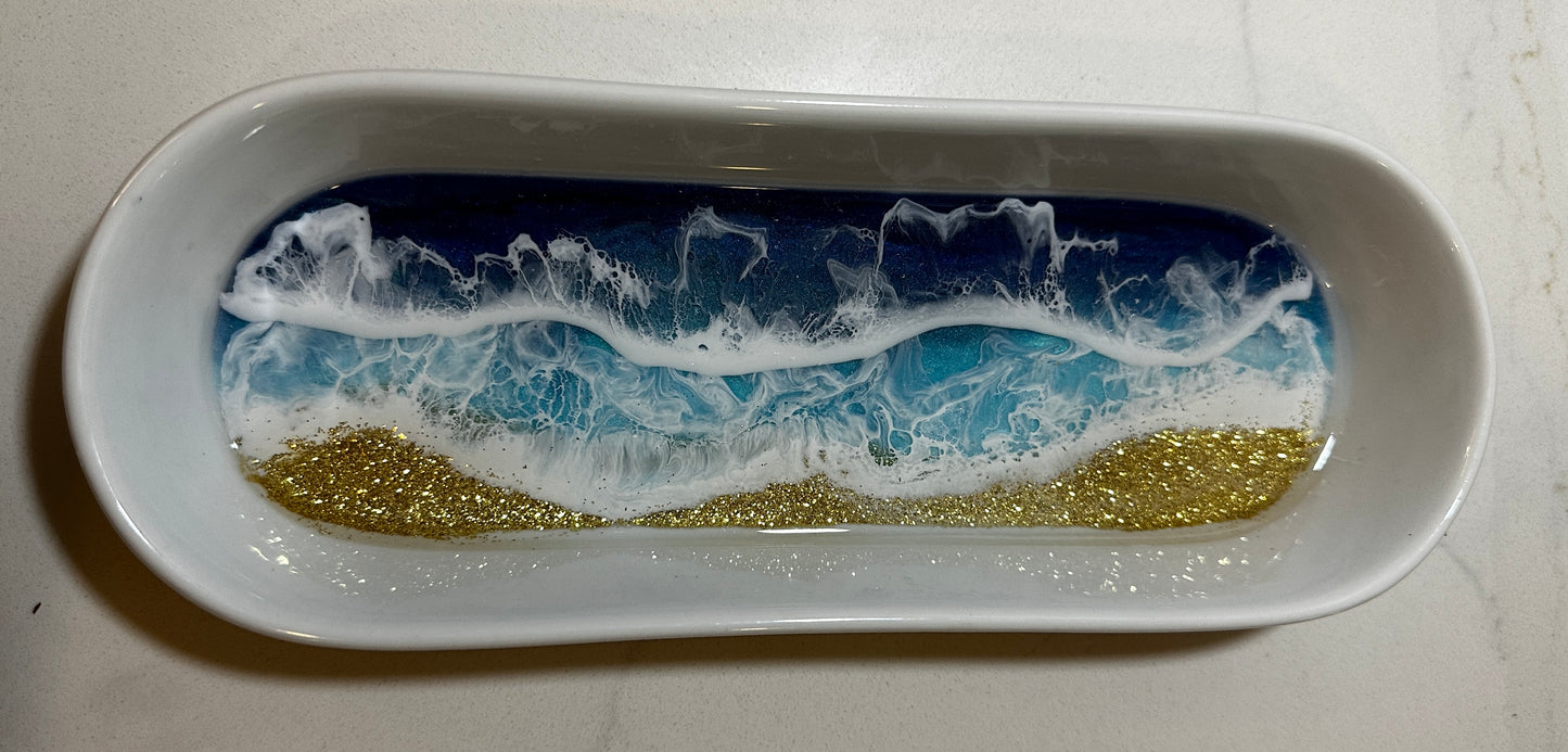 Ocean Waves Long Jewelry Dish