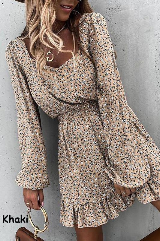 Smocked Waist Ruffled Long Sleeve Mini Dress | JB Boutique |
